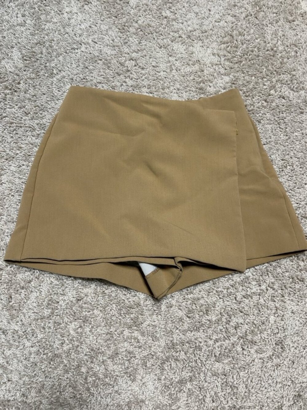Zara Camel Asymmetric Wrap Skort